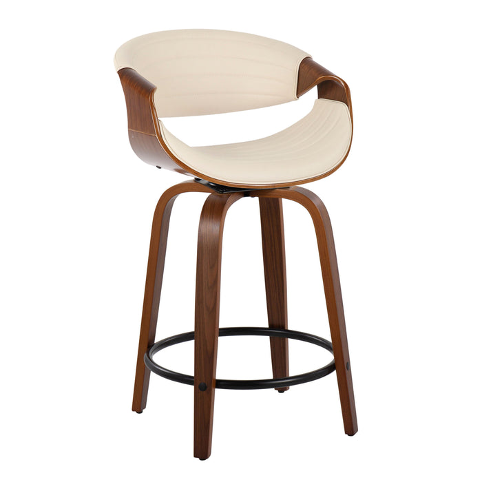 Symphony - Mid Century Modern Fixed Height Counter Stool With Swivel With Round Footrest (Set of 2)