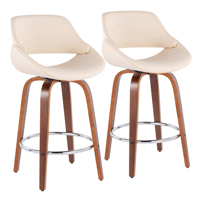 Fabrico - Mid Century Modern, Fixed Height Counter Stool With Round Footrest (Set of 2)