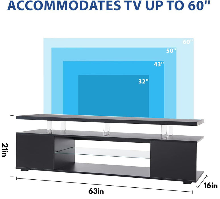 TV Stand LED Gaming Entertainment Center Media Storage Console Table With Large Side Cabinet For Living Room