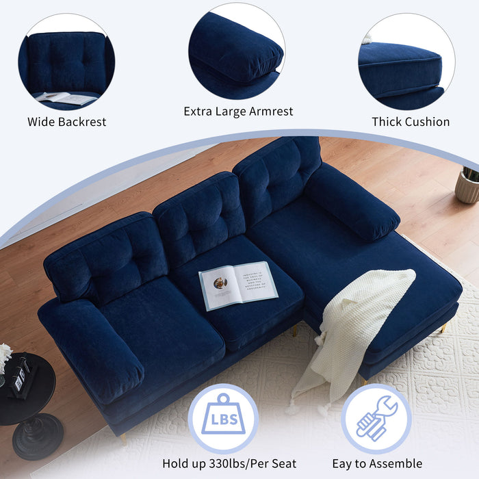 Modern Sectional Sofas Couches Velvet L Shaped Couches For Living Room, Bedroom