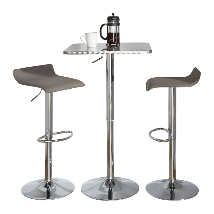 Ale - 3 Piece Bar Set Bistro Square Contemporary Adjustable Oval Footrest