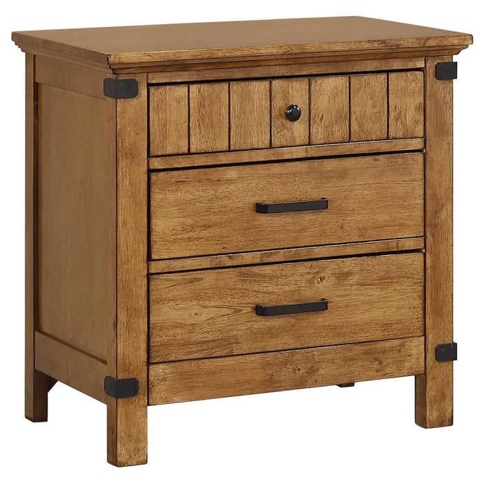 Brenner Collection - Brenner 3-drawer Night Stand Rustic Honey