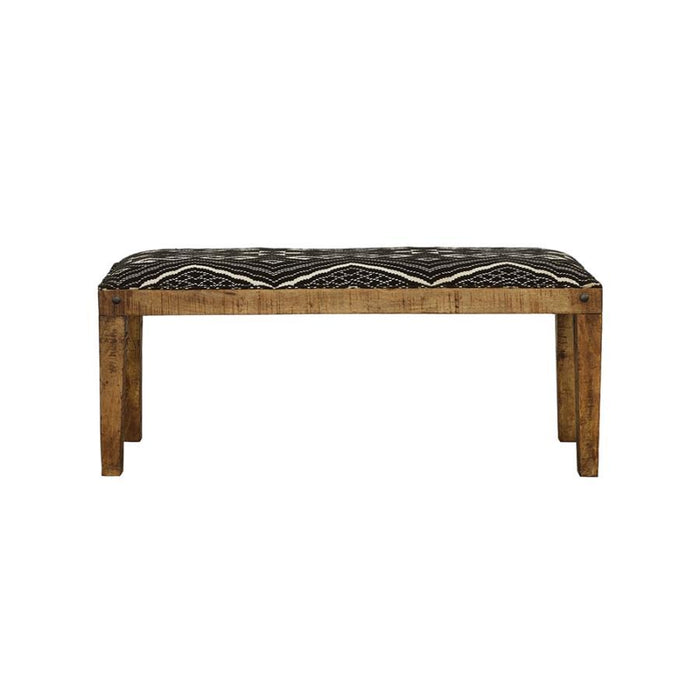 Black - Serene Rectangular Upholstered Bench Natural And Navy