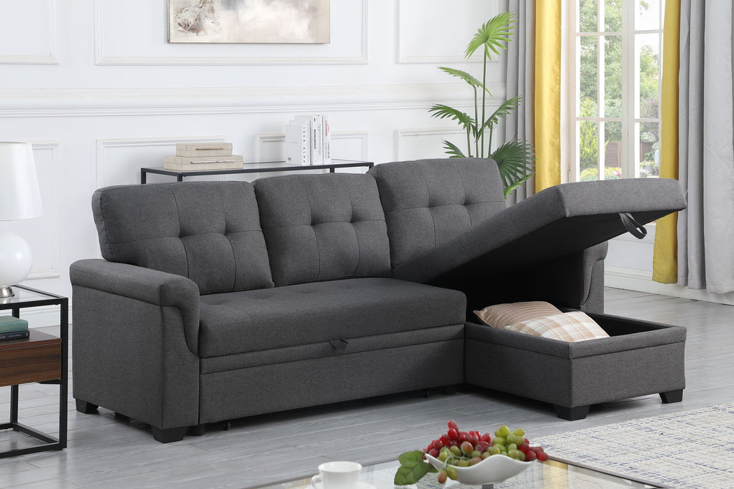 Lucca - Linen Reversible Sleeper Sectional Sofa With Storage Chaise