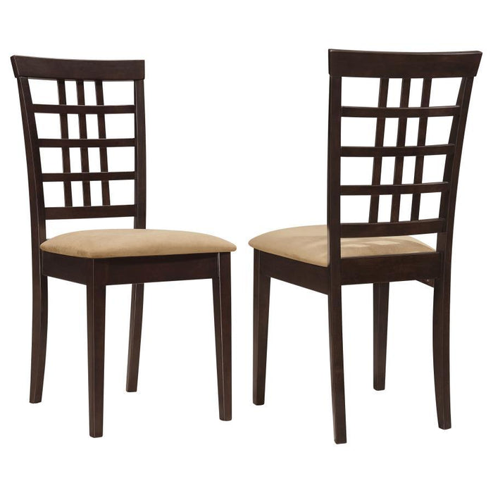 Microfiber Peat - Kelso Lattice Back Dining Chairs Cappuccino (Set of 2)