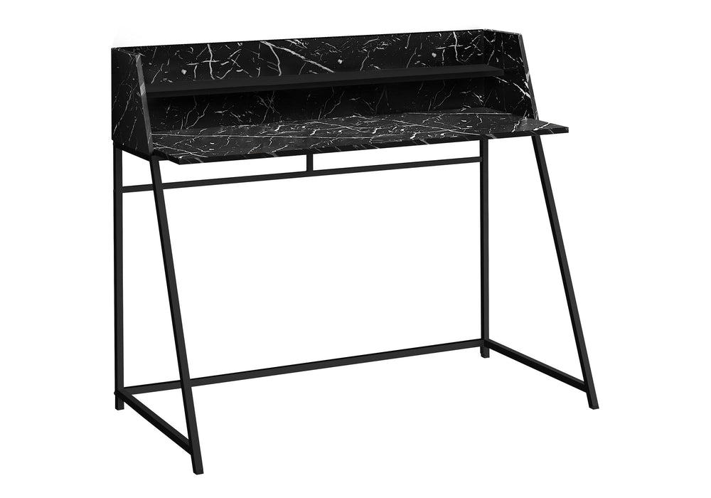 Computer Desk For Home Office, Laptop, Storage Shelves, Marble Look Contemporary & Modern