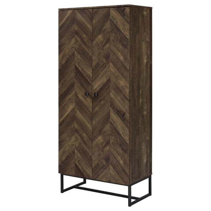 Carolyn - 2-Door Accent Cabinet - Rustic Oak And Gunmetal - Wood