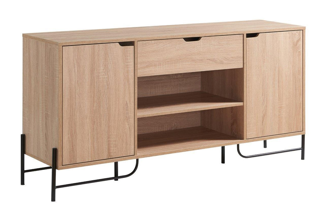 Buffet With Metal Legs With Two Door One Drawer Six Shelves