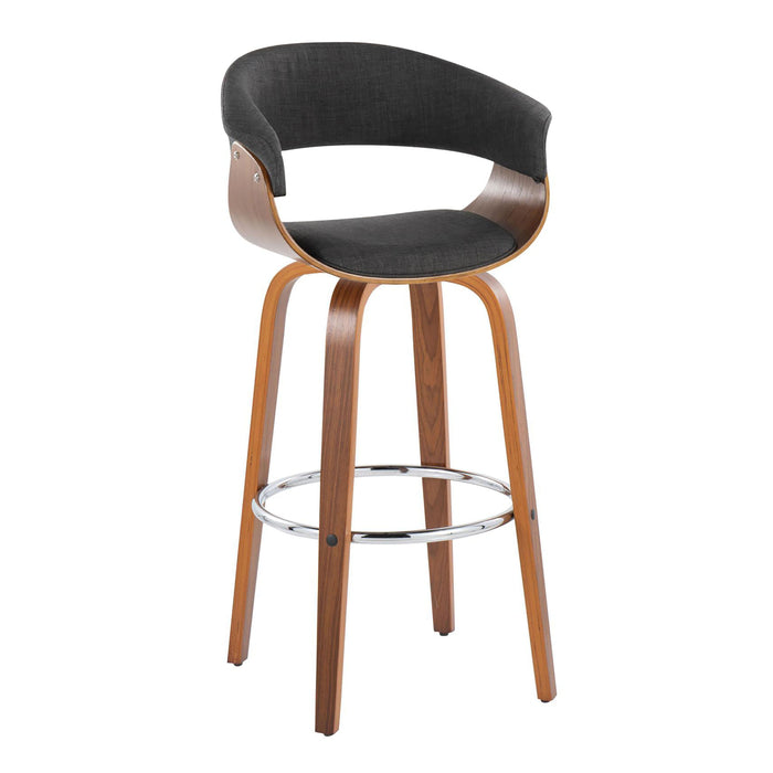 Vintage Mod - Mid Century Modern Fixed Height Barstool With Swivel With Round Footrest (Set of 2)