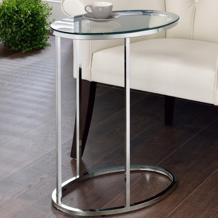 Oval Snack Table Chrome And Clear