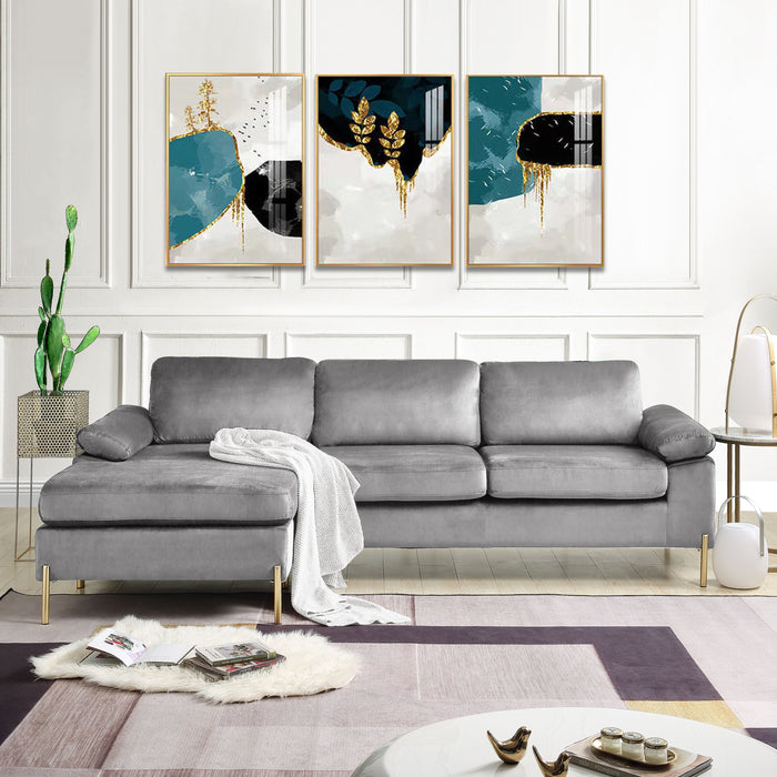 Shannon - Velvet Sectional Sofa With Chaise