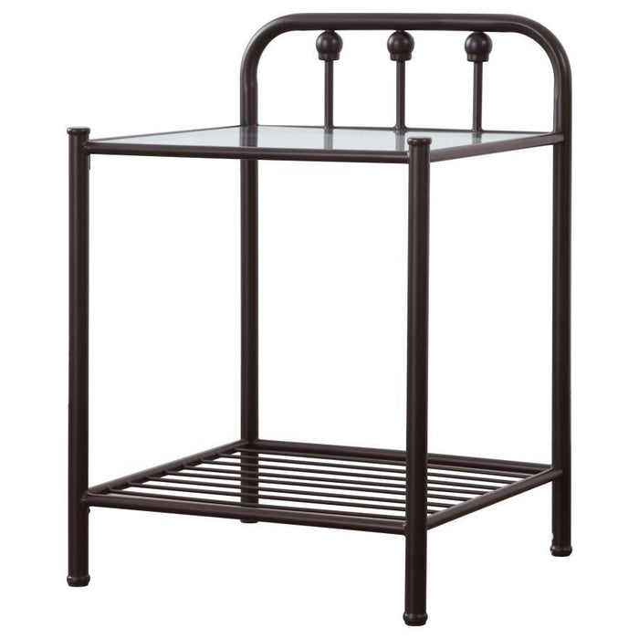 Livingston Collection - Livingston 1-shelf Nightstand With Glass Top Dark Bronze