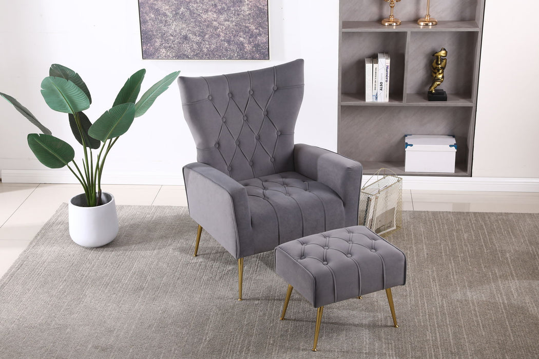 Modern Accent Chair With Ottoman, Comfy Armchair For Living Room, Bedroom, Apartment, Office