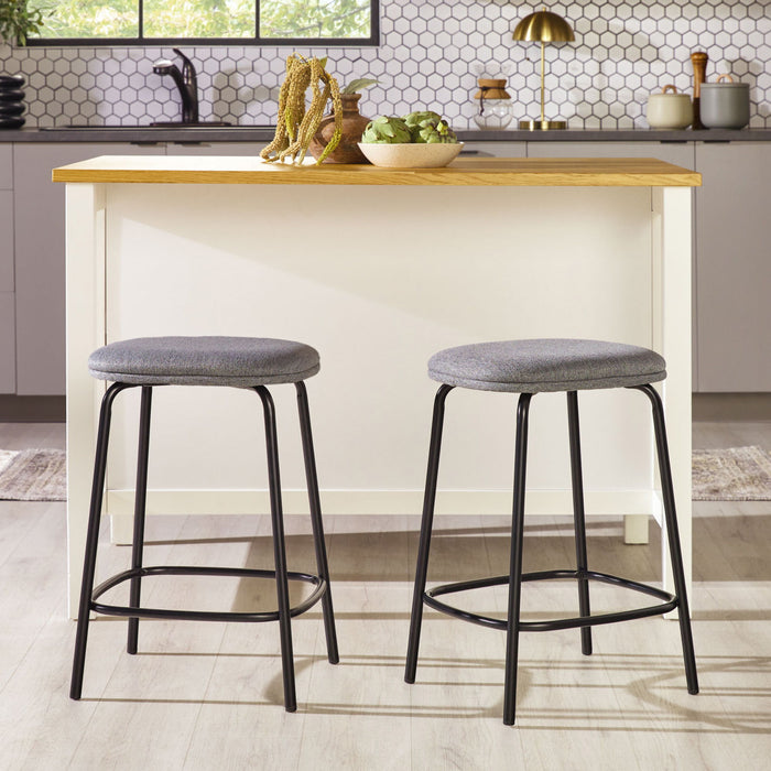 Modern Simple Counter Stool With Upholstered Seat (Set of 2)