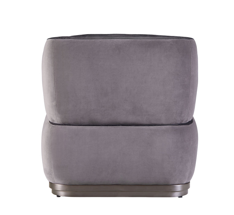 Decapree - Accent Chair - Antique Slate Top Grain Leather & Gray Velvet