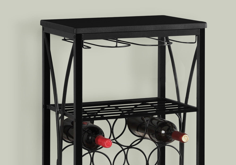 Home Bar, Wine Rack, Transitional - Black