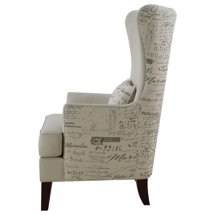 Cream - Curved Arm High Back Accent Chair Cream