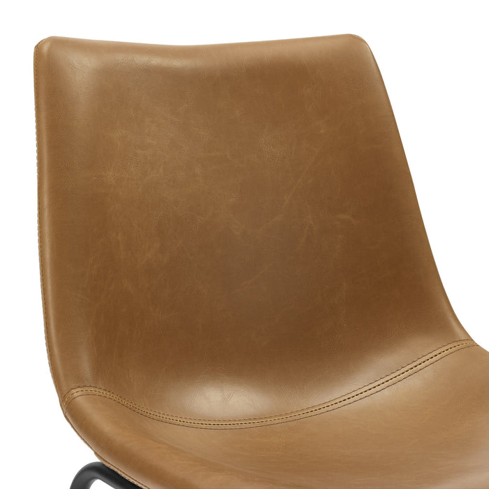 Industrial Faux Leather Dining Chairs (Set of 2) - Whiskey Brown