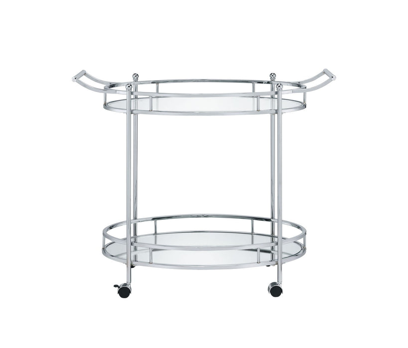 Jinx - Clear Glass Serving Cart - Silver