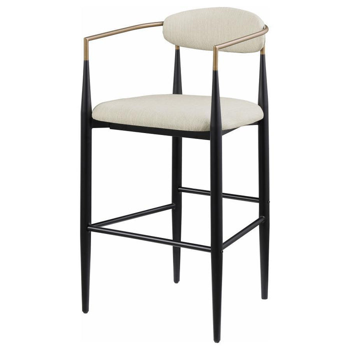 Tina - Metal Pub Height Bar Stool With Upholstered Back And Seat (Set of 2)