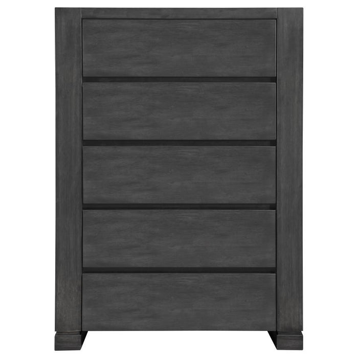 Lorenzo - 5-Drawer Bedroom Chest - Dark Gray