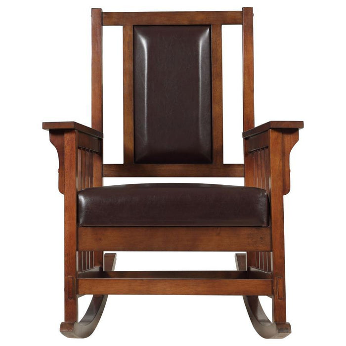 Living Room: Rocking Chairs - Upholstered Rocking Chair Tobacco And Dark Brown