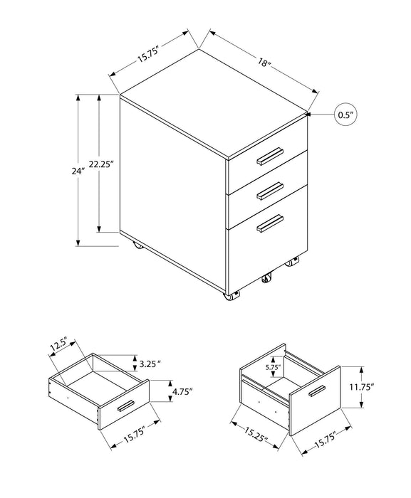 File Cabinet, Rolling Mobile, Storage Drawers, Printer Stand, Office, Work, Contemporary, Modern - Brown