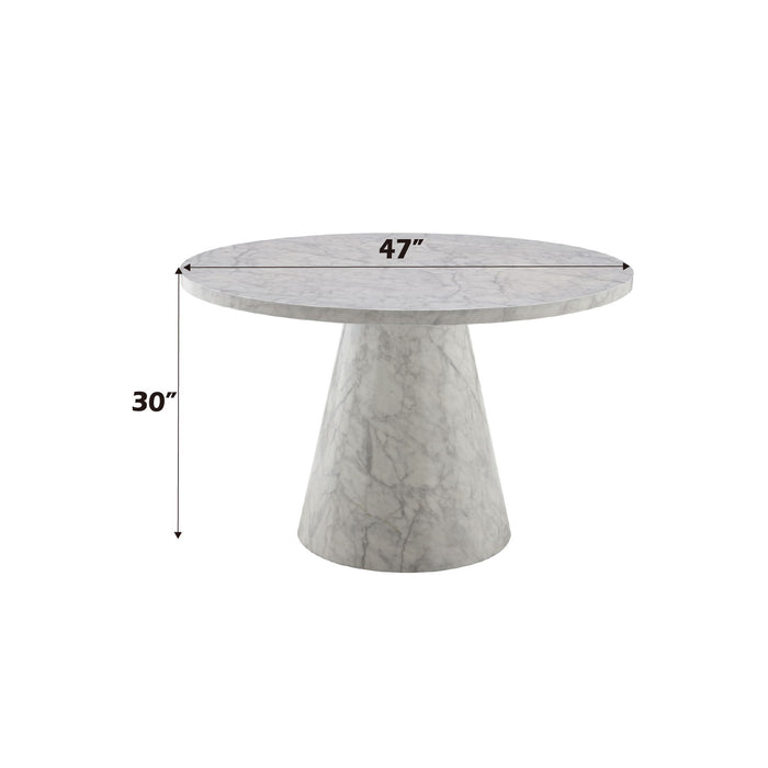 Kacey - Natural Engineered Stone Round Dining Table - Stone Gray