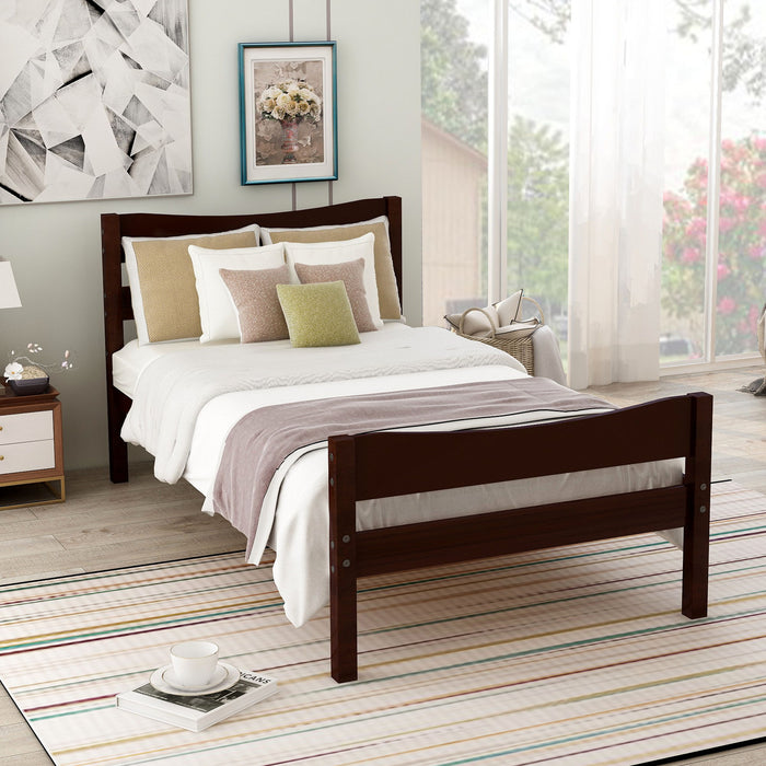 Twin Size Platform Bed With Headboard And Wooden Slat Support