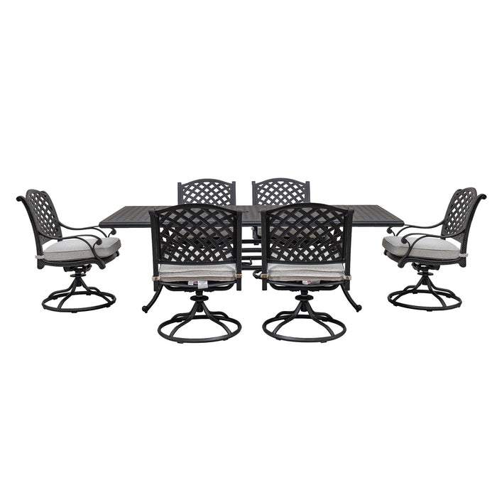 Stylish Outdoor 7 Piece Aluminum Dining Set With Cushion