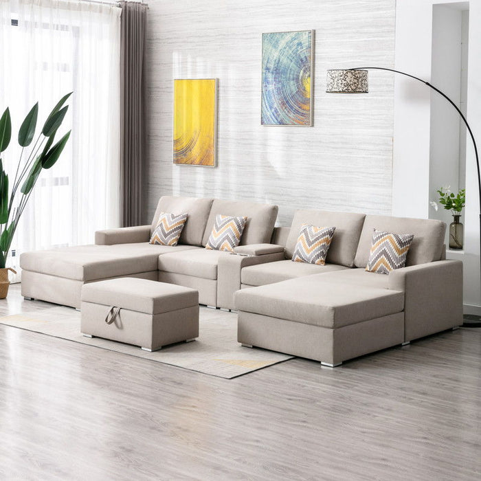 Nolan - Fabric 6 Piece Sectional Sofa With Pillows And Interchangeable Legs