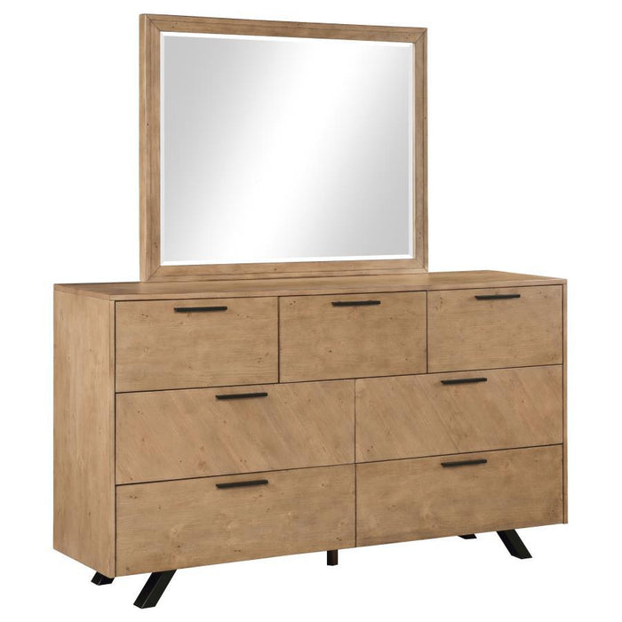 Taylor - 7-Drawer Rectangular Dresser With Mirror Light - Honey Brown