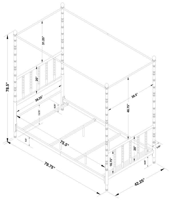 Betony Twin Canopy Bed White