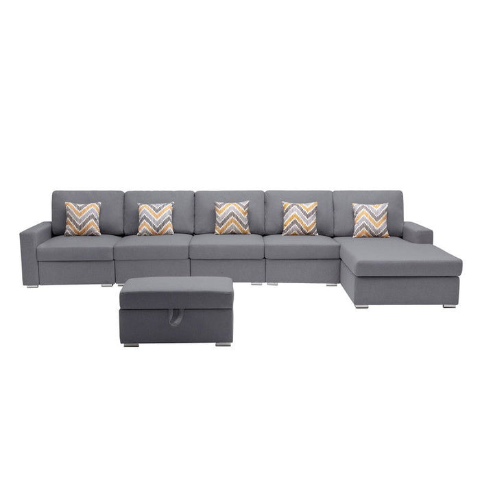 Nolan - Fabric 6 Piece Sectional Sofa With Pillows And Interchangeable Legs