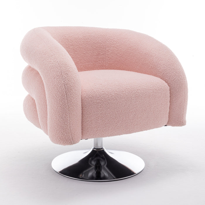 Modern Style Single Swivel Sofa Chair, Teddy Upholstered Single Sofa With Round And Fluffy Reading Chair, Suitable For Living Room