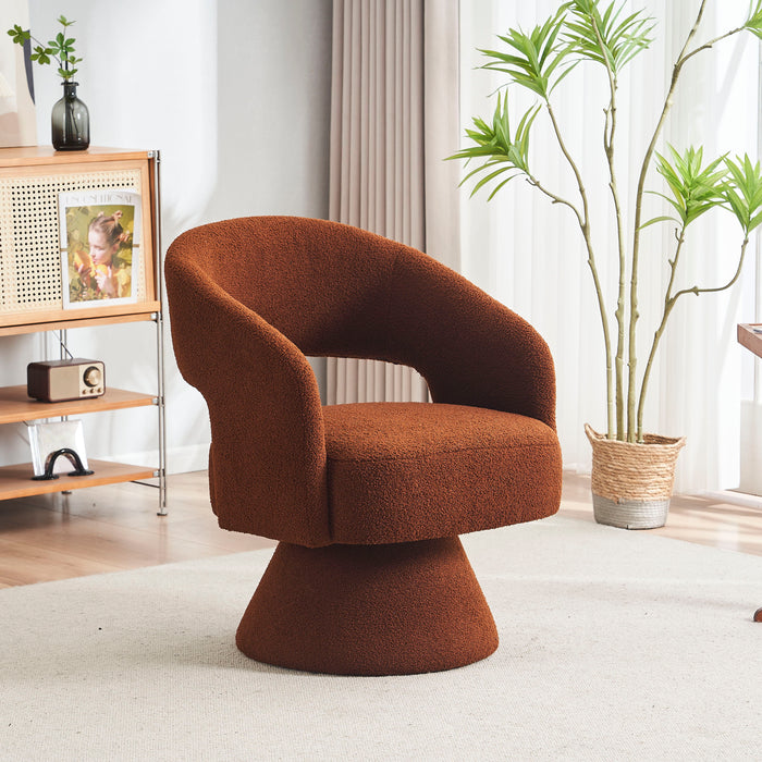 Swivel Accent Chair Armchair, Round Barrel Chair For Living Room Bedroom - Teddy Fabric