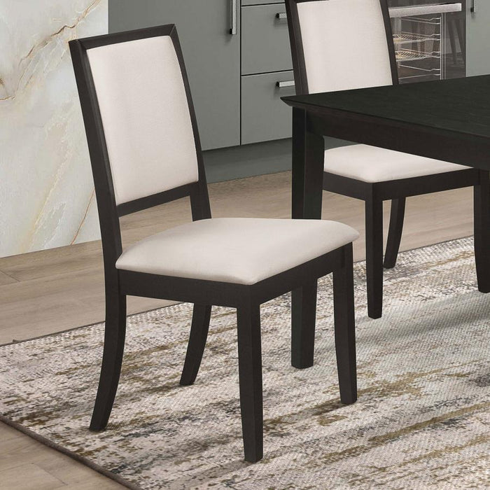 Louise Collection - Cream - Louise Upholstered Dining Side Chairs Black And Cream (Set of 2)