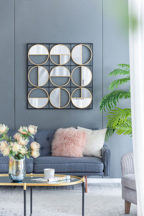 Eclectic Styling Metal Beaded Wall Mirror With Contemporary Design For Bedroom, Liveroom & Entryway