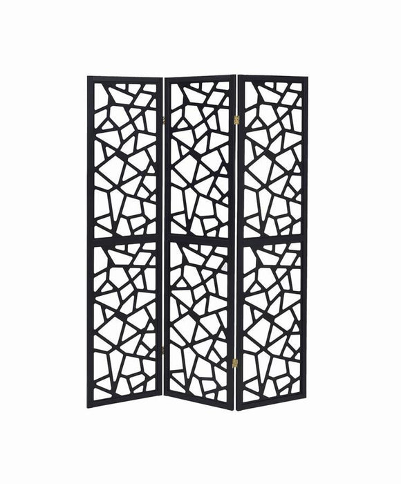 Transitional Black Three-panel Screen