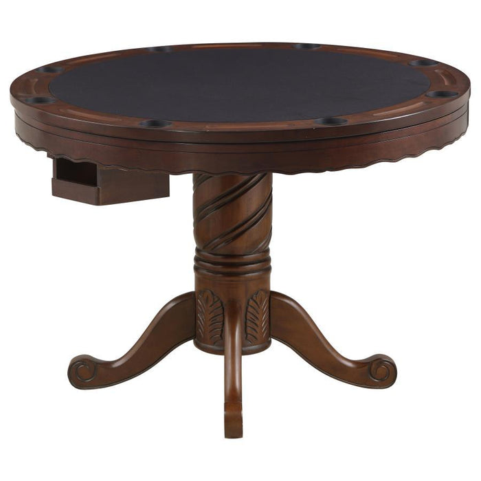 Turk Game Table - Turk 3-in-1 Round Pedestal Game Table Tobacco