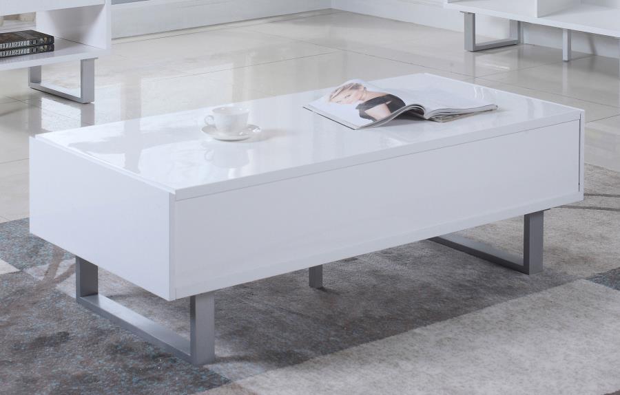 2-drawer Coffee Table High Glossy White