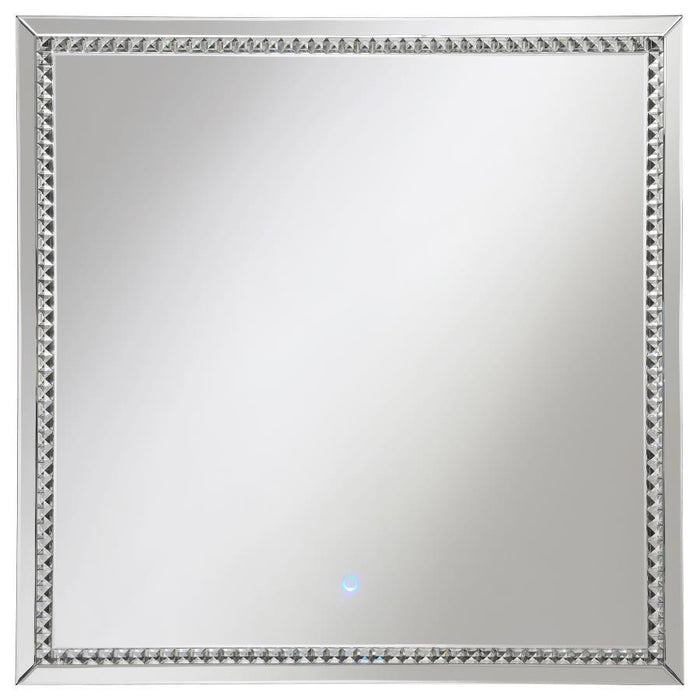 Noelle - Square Wall Mirror With LED Lights - Silver