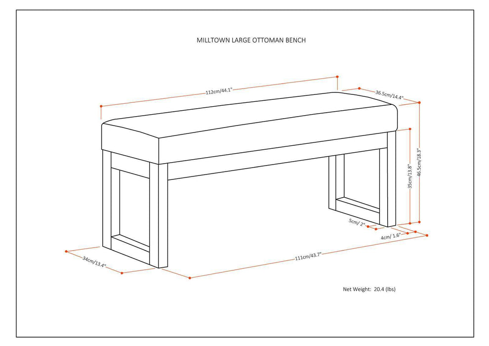 Milltown - Large Ottoman Bench