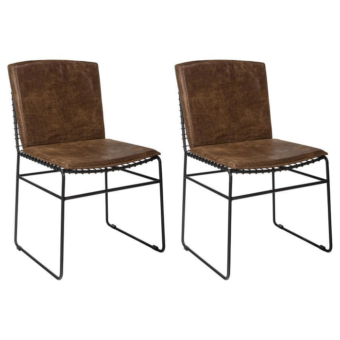 Sherman Collection - Antique Brown - Sherman Upholstered Side Chairs Antique Brown And Matte Black (Set of 2)