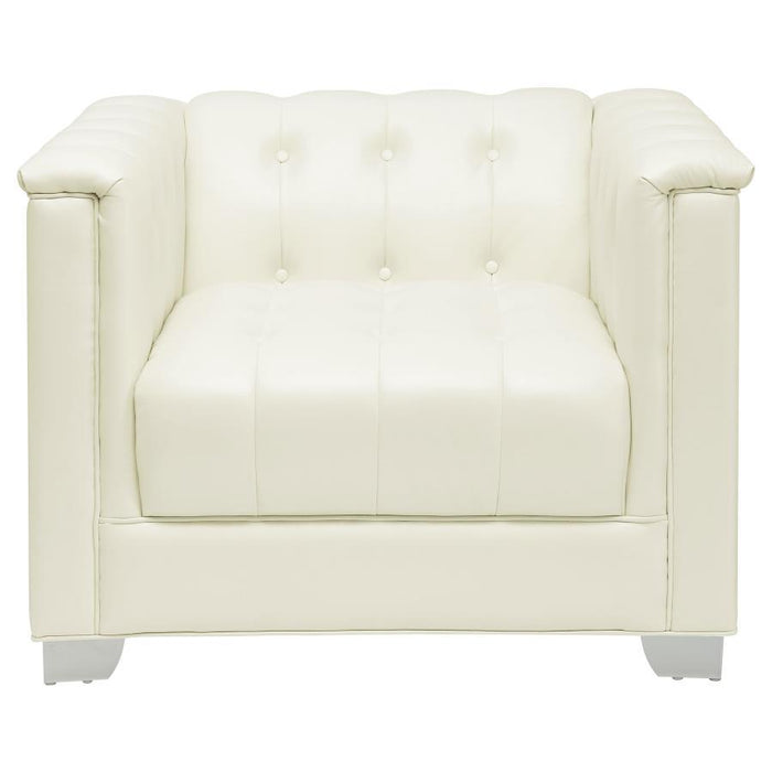 Chaviano Collection - Pearl White - Chaviano Tufted Upholstered Chair Pearl White