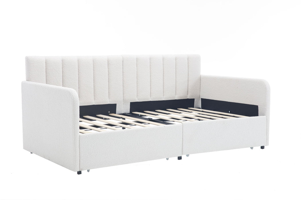 Flora - Upholstered Daybed With 2 Drawers Ribbed Tufted Backrest in Lavish Modern Design