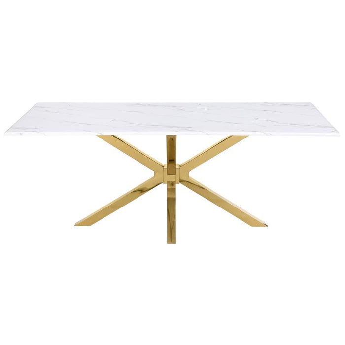 Venera - Rectangular Faux Marble Dining Table - White