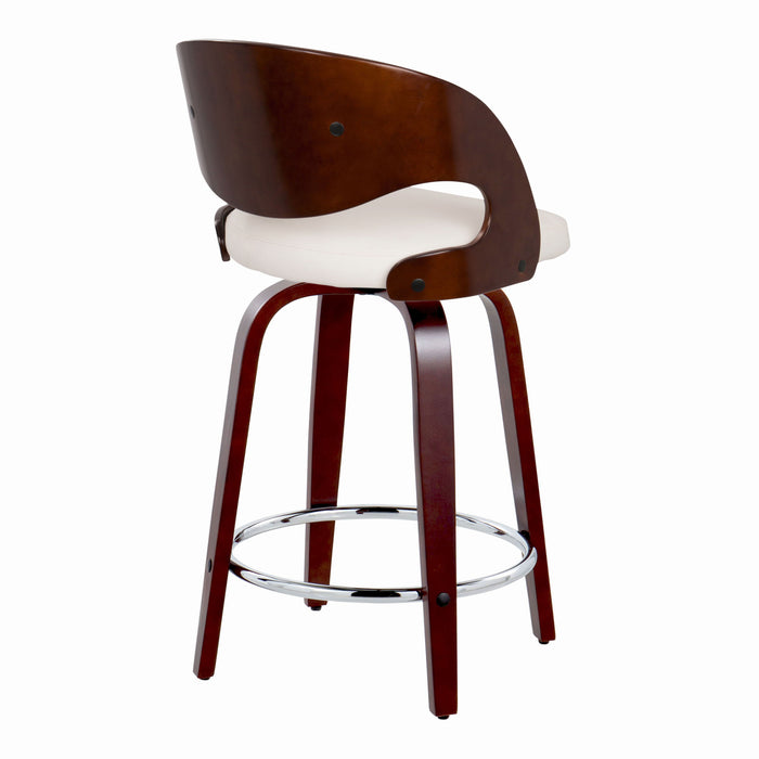 Pino - Mid Century Modern Fixed Height Barstool With Swivel With Round Footrest (Set of 2)