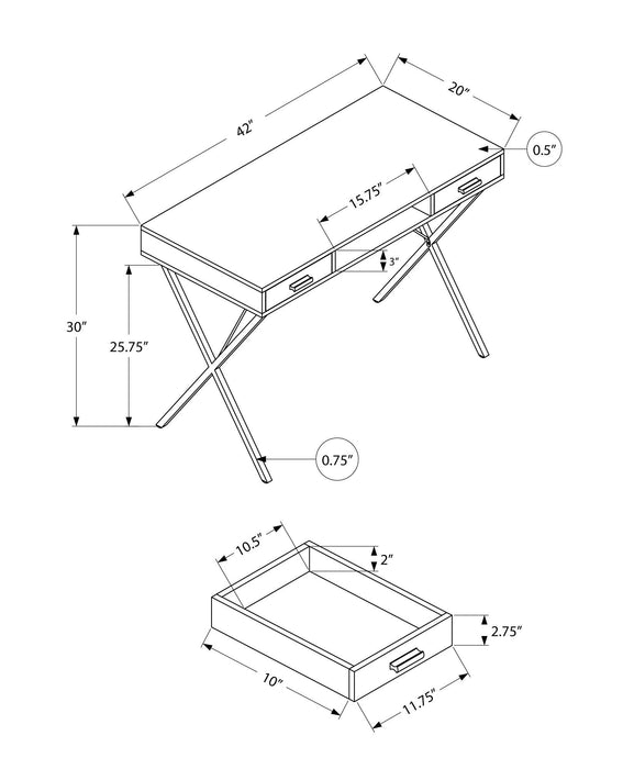 Computer Desk, Home Office, Laptop, Left / Right Set-Up, Storage Drawers, Work, Contemporary, Modern - Gray