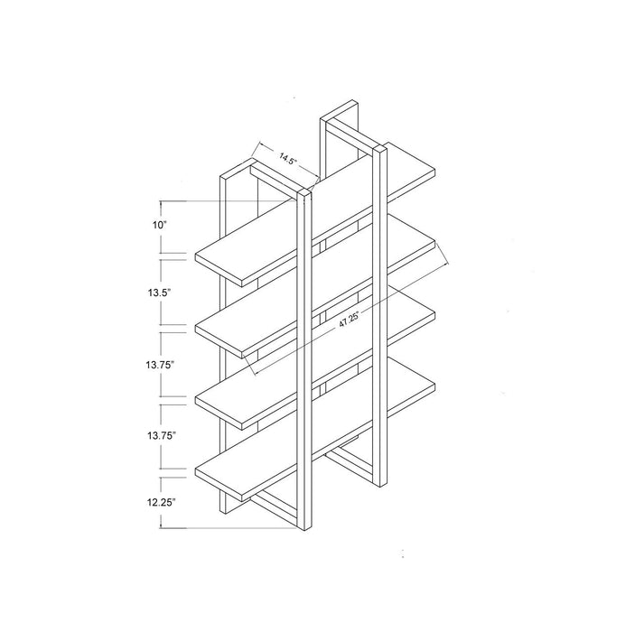 Wooden 4 Tier Display Organizing Cabinet, Tall Bookcase With Open Shelving - Walnut Oak